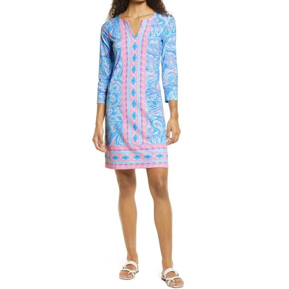 NWT Lilly Pulitzer UPF 50+ Nadine Shift Dress Zanzibar Blue Fish Kiss XL $178 - Picture 1 of 11